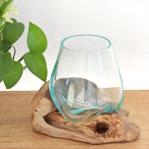 流木 フラワーベース 花瓶 H16×W19×D14cm ガラスベース glass planter/flower vase 【現品お届け】｜ipogabbeh