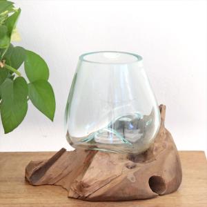 流木 フラワーベース 花瓶 H18×W19×D13cm ガラスベース glass planter/flower vase 【現品お届け】｜ipogabbeh