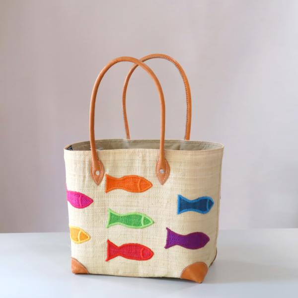 マダガスカル ラフィアのバッグ Mサイズフレンチ マルシェ バッグ/French Marche Ba...