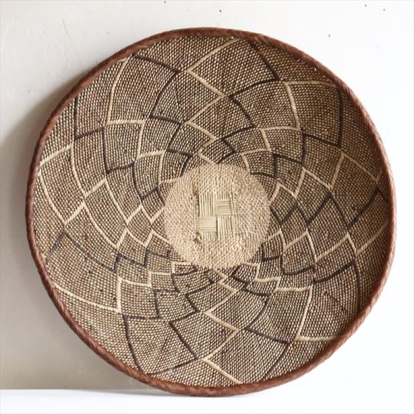 ジンバブエ　ヤシの繊維で編んだバスケット 直径46cm Zimbabwe Binga Basket　...