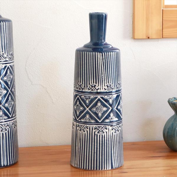 陶器 インテリア ボトル 高さ41cm　オランダ製 ブルー