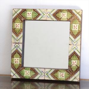 マジョリカタイルミラースクエア 31×31cm majolica tile mirror｜ipogabbeh