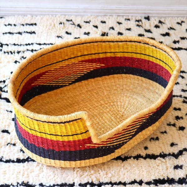 ボルガバスケット 楕円底 犬かご 大 幅60cm 高さ22cm 【現品お届け】 ひし形と三角 ブラッ...