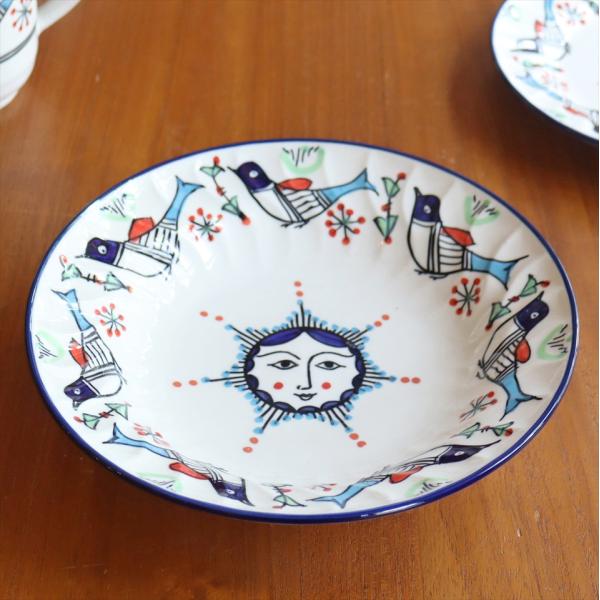 深皿 サン＆バード ヤズド(イラン) 製 直径20.5cm 陶器 食器 電子レンジ・食洗器対応