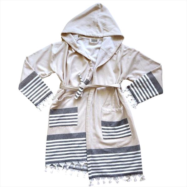 バスローブ ガウン 綿100% トルコ製ハマムタオル ベージュ