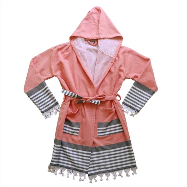 バスローブ ガウン 綿100% トルコ製ハマムタオル オレンジ