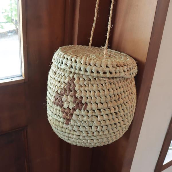 ムインギバスケット　ピクニックつぼ型　フタ付き ハンギングバスケット