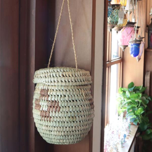 ムインギバスケット　ピクニックつぼ型　フタ付き ハンギングバスケット