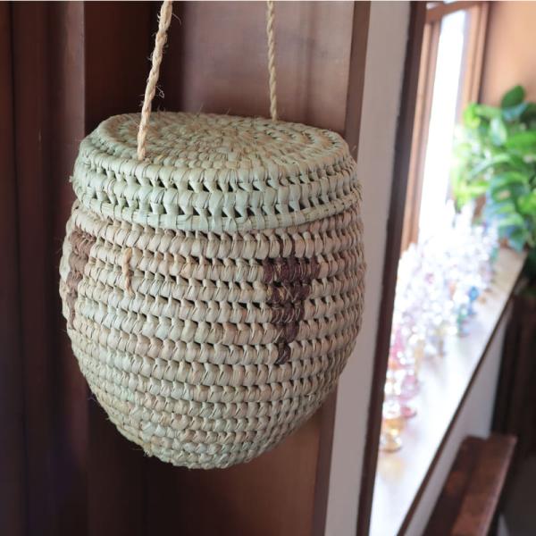 ムインギバスケット　ピクニックつぼ型　フタ付き ハンギングバスケット