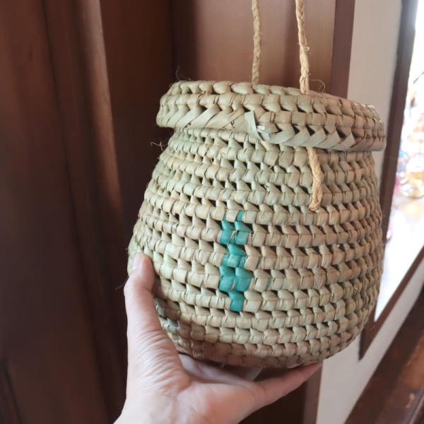 ムインギバスケット　ピクニックつぼ型　フタ付き ハンギングバスケット