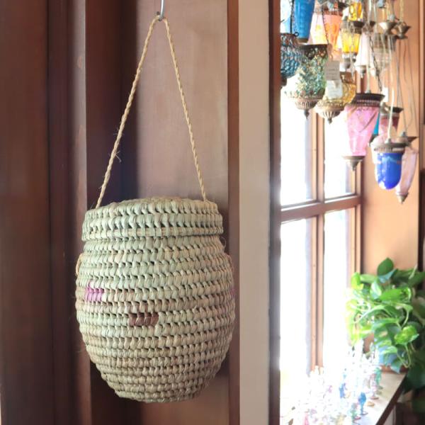 ムインギバスケット　ピクニックつぼ型　フタ付き ハンギングバスケット