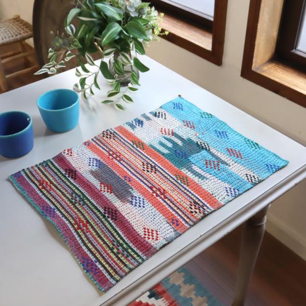 テーブルマット カンタ刺繍 インド刺し子ヴィンテージカンタ