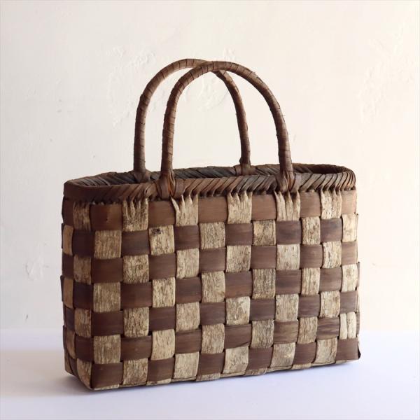 くるみ　籠バッグ 太市松編　横長トートバッグ 巾33cm 高さ（本体）22.5cm 重さ390g