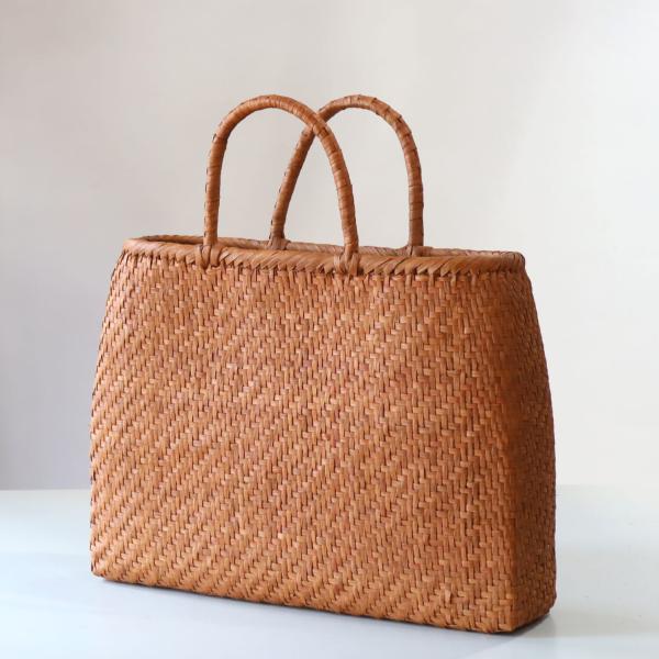 やまぶどう　籠バッグ　極細編み 小判型　削り仕上げ 巾41cm 高さ（本体）30cm 重さ470g