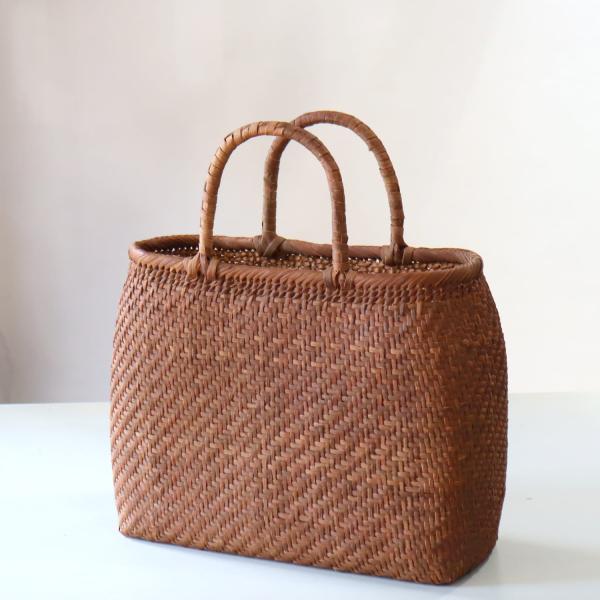 やまぶどう カゴバッグ/3mmひご 網代編み 紅皮/大サイズ  巾33cm 高さ（本体）28cm 重...
