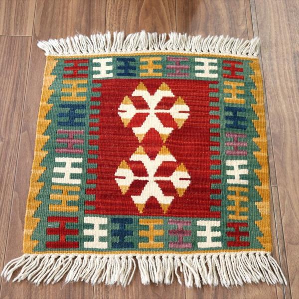 トルコのカイセリキリム ミンダーサイズ 46x44cm トルコキリム手織り ウール１００％