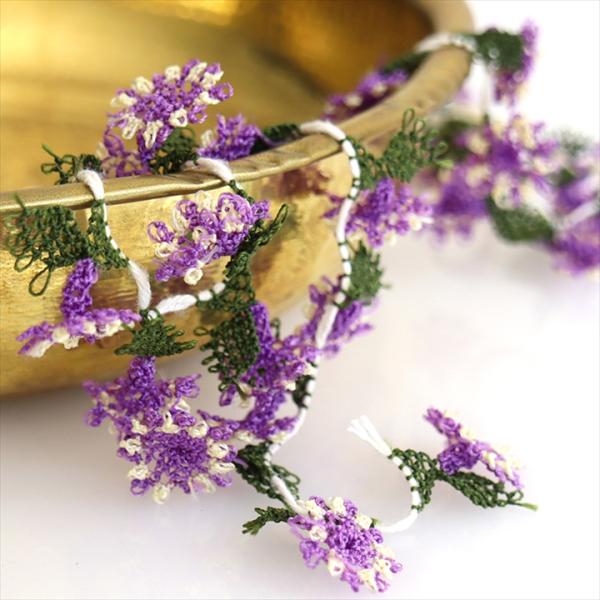 イーネ オヤ 一連 立体モチーフ パープル 37個ジンジメ