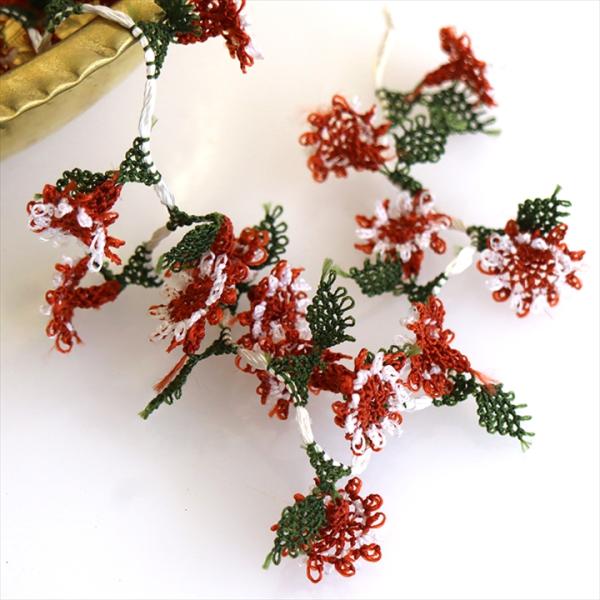 イーネ オヤ 一連 立体モチーフ ボルドー 40個ジンジメ