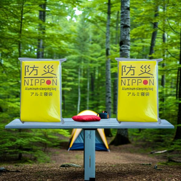 防災NIPPONアルミ寝袋2set　防寒 防水　ブランケット 防災アルミ シート 保温アルミシート ...