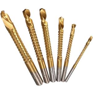 ドリルビット　6本入り チタンコーティング ツイスト　ドリル穴ビット　DIY　工具　自宅　インテリア　日曜大工　現場　便利　持ち運び