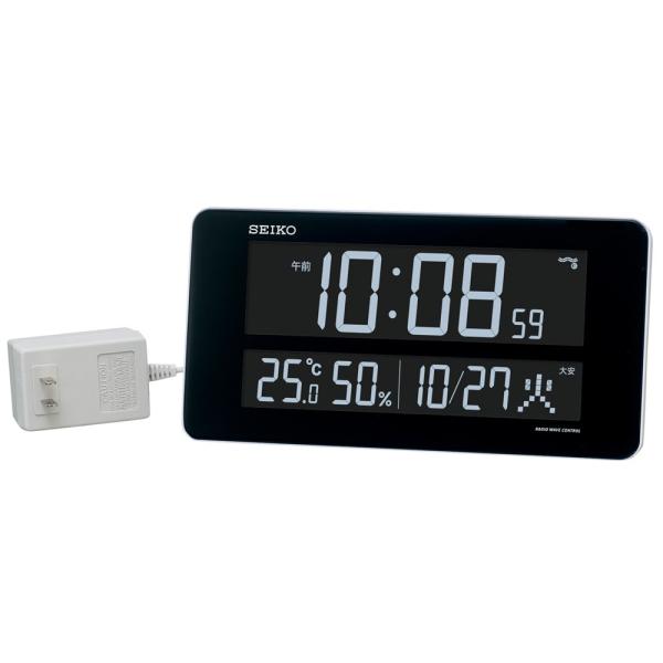 セイコー SEIKO DL208W 壁掛け時計 見やすい 電波時計 デジタル カレンダー 温度計 湿...