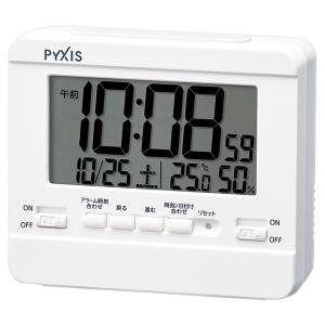 セイコー SEIKO PYXIS ピクシス NR538W 目覚まし時計 掛置兼用時計 壁掛け時計 掛け時計 置き時計 デジタル カレンダー 温度計 湿度計 スヌーズ
