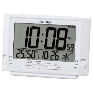 セイコー SEIKO SQ320W 目覚まし時計 電波時計 デジタル アラーム カレンダー 温度計 湿度計 スヌーズ