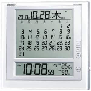 セイコー SEIKO SQ422W 置き時計 掛置兼用時計 壁掛け時計 掛け時計 電波時計 デジタル アラーム カレンダー 温度計 湿度計 スヌーズ｜ippin-seiko-clock