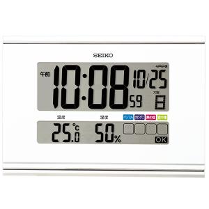 セイコー SEIKO SQ445W 置き時計 掛置兼用時計 壁掛け時計 掛け時計 快適環境NAVI 電波時計 デジタル アラーム カレンダー 温度計 湿度計｜ippin-seiko-clock