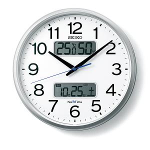 セイコー SEIKO ZS250S 壁掛け時計 掛け時計 ハイブリッド ネクスタイム 電波時計 連続秒針 スイープムーブメント カレンダー 温度計 湿度計 Bluetooth｜ippin-seiko-clock