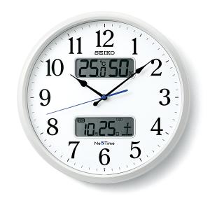 セイコー SEIKO ZS250W 壁掛け時計 掛け時計 ハイブリッド ネクスタイム 電波時計 連続秒針 スイープムーブメント カレンダー 温度計 湿度計 Bluetooth｜ippin-seiko-clock