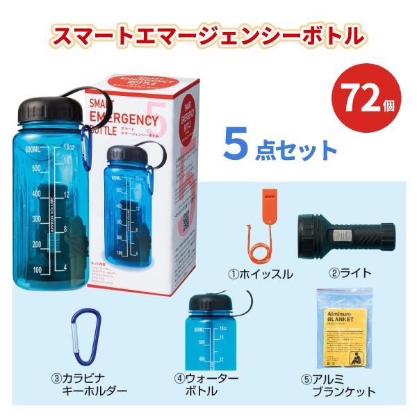 防災セット 業務用 防災備蓄 72組「スマートエマージェンシーボトル 5点セット」非常用 持ち出し ...