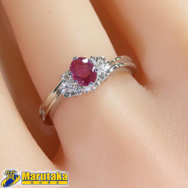 【Pt850 0.38ctルビー リング】約3.6g 12.5号 ダイヤモンド ソーティング付 指輪...