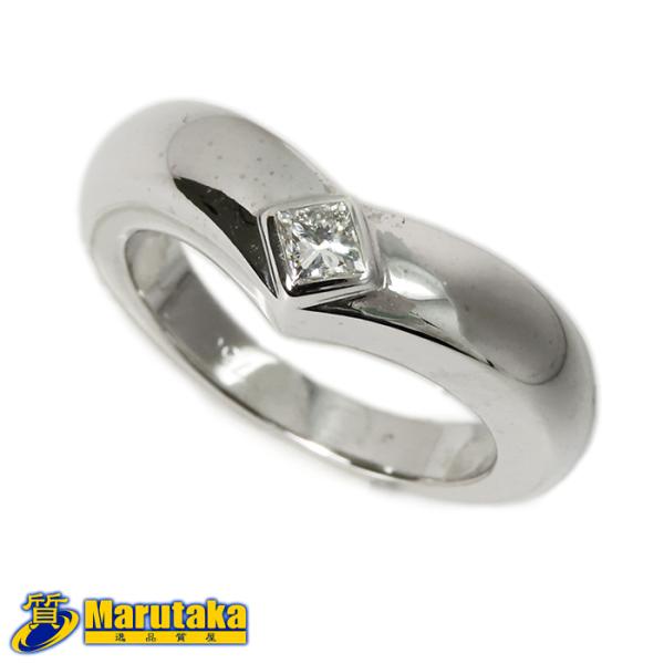 【カルティエ 750WG トリアンドルリング】ダイヤモンド size48 約8号 V字 18金ホワイ...