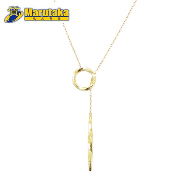 イエローゴールド デザイン ネックレス 50cm 2.2g 18K 18金 シンプル 逸品質屋 丸高...