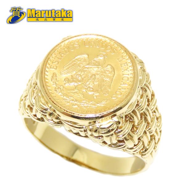 トリプル ペソ コイン リング K21.6 K18 13.4g 2.5ペソ 750 YG 1945 ...