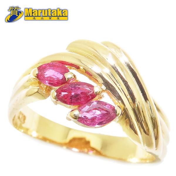ルビー リング K18 13号 3.3g 指輪 レッド 逸品質屋 丸高 尼崎市 色石 レディース R...