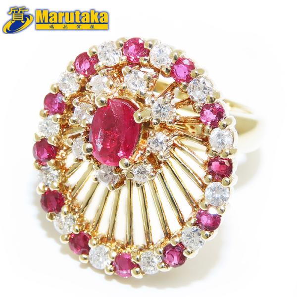 ムーヴ デザイン ルビー ダイヤモンド リング K18 10号 逸品質屋 丸高 尼崎市 レディース ...