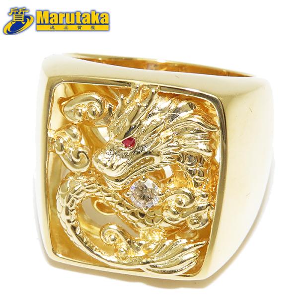 ドラゴン モチーフ ルビー ダイヤモンド リング K18 18号 鑑別書 0.005ct 0.08c...