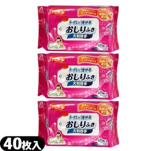 トイレに流せるおしりふき 大判厚手 40枚入 ×3個 大人用 おしりふき 介護 介護用品 防災 防災グッズ 災害 備蓄 ピジョン ハビナース：ネコポス送料無料 爆買