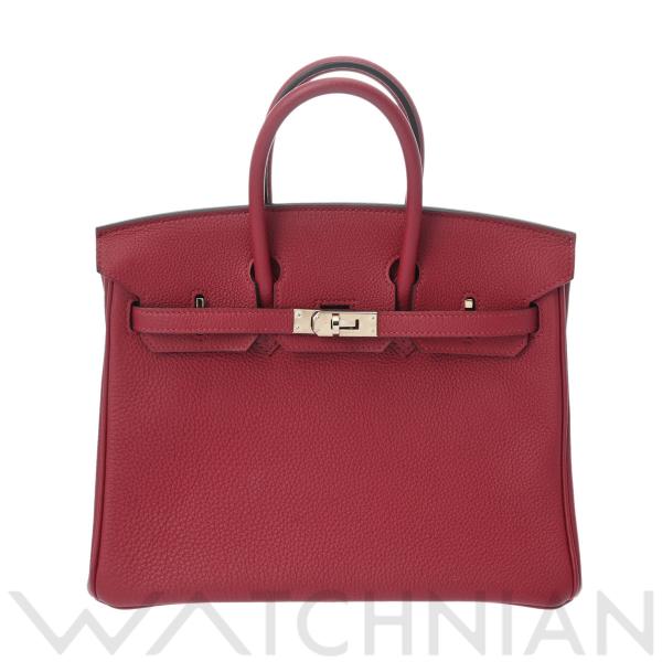 中古 エルメス HERMES バーキン 25  ルージュグレナ/パラジウム金具 トゴ レディース ハ...