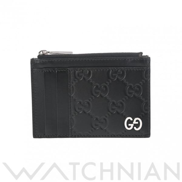 中古 グッチ GUCCI グッチシマ コインカードケース ブラック/シルバー金具 597560 レザ...