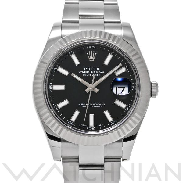 中古 ロレックス ROLEX デイトジャストII 116334 ランダムシリアル ブラック メンズ ...