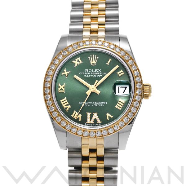 中古 ロレックス ROLEX デイトジャスト 31 178383 オリーブグリーン/ダイヤモンド ユ...