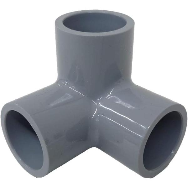 三方ショートエルボ 塩ビ 継手 関西化工  省スペース DIY 3口 (13A, グレー) 10個セ...