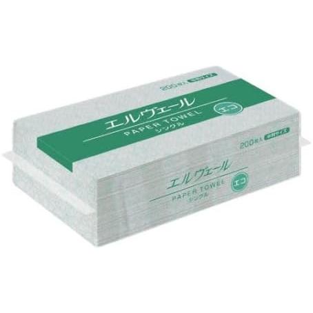 【 エルヴェールペーパータオルエコ 】 シングル 中判 200枚 30パック入
