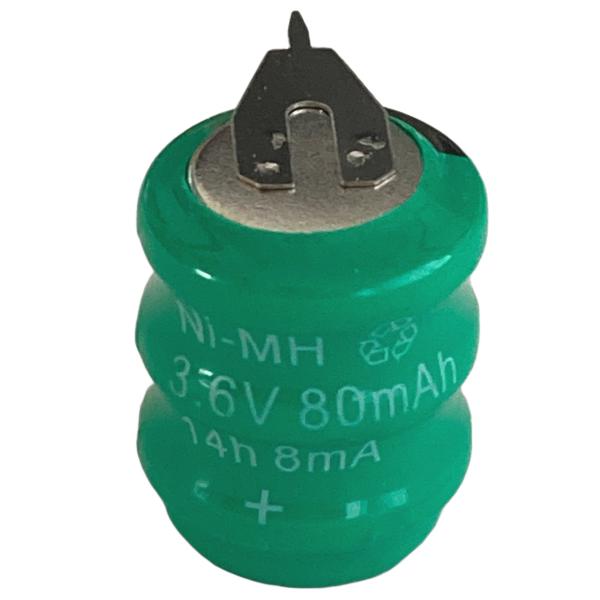 二次電池3.6V 80mAh NiMH 円筒形 タブ付 【BIOS CMOS バックアップ】