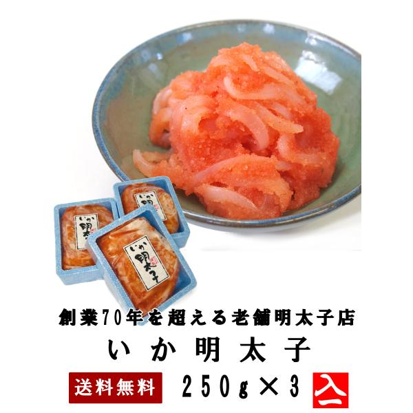 いか明太子250ｇ×３ｐ　ご家庭用　珍味　おつまみ　小分け　便利　知られざる老舗