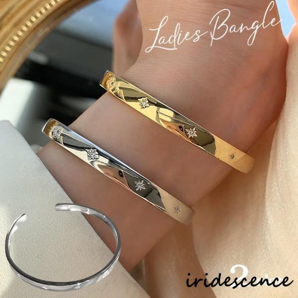 バングル ブレスレット レディース アクセサリー 女性 メタル シルバーカラー ゴールドカラー ライ...