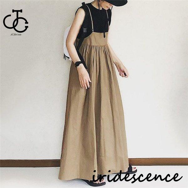 キャミソールワンピース ワンピース レディース 夏 秋 ロングワンピース サロペット オールインワン...